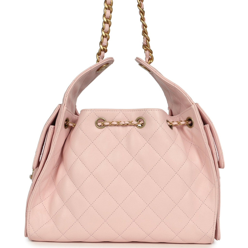 Small 25 Hobo Bag Light Pink Caviar Antique Gold Hardware