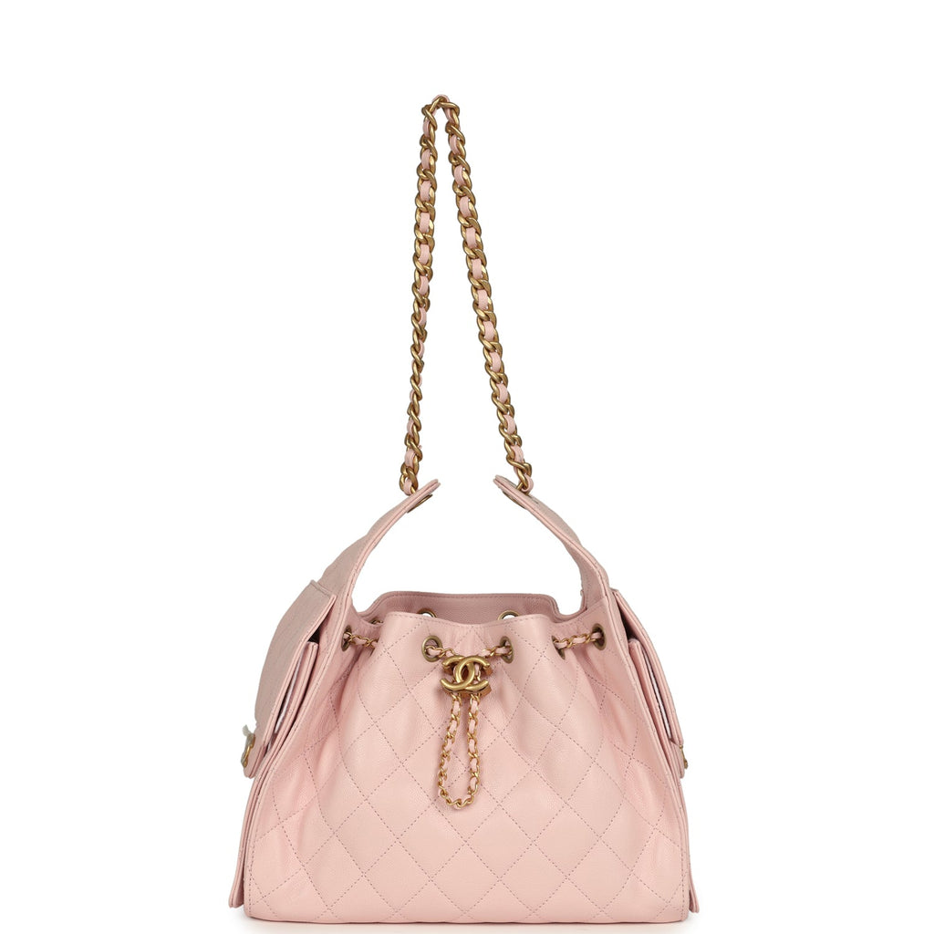 Small 25 Hobo Bag Light Pink Caviar Antique Gold Hardware