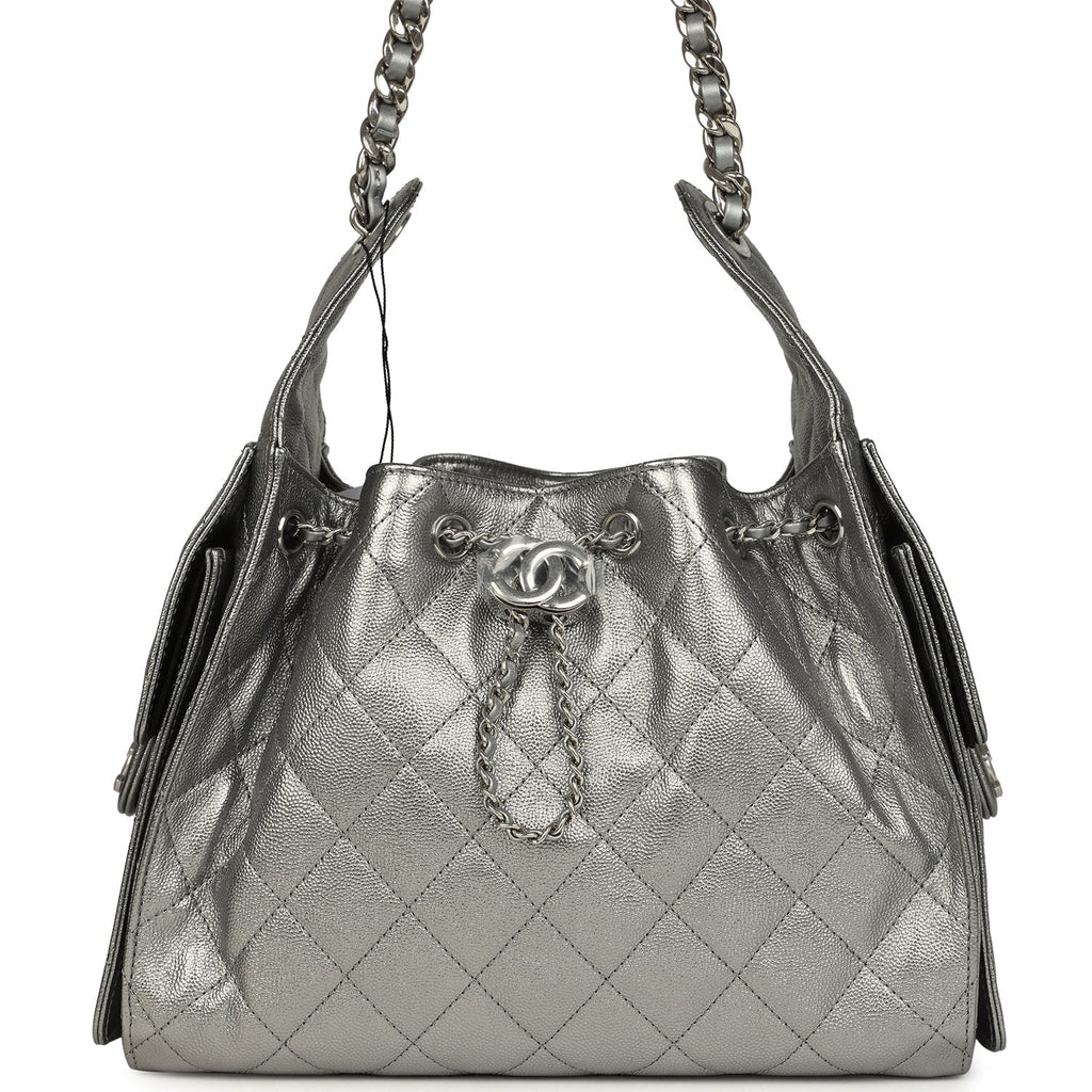 Small 25 Hobo Bag Metallic Anthracite Caviar Silver Hardware
