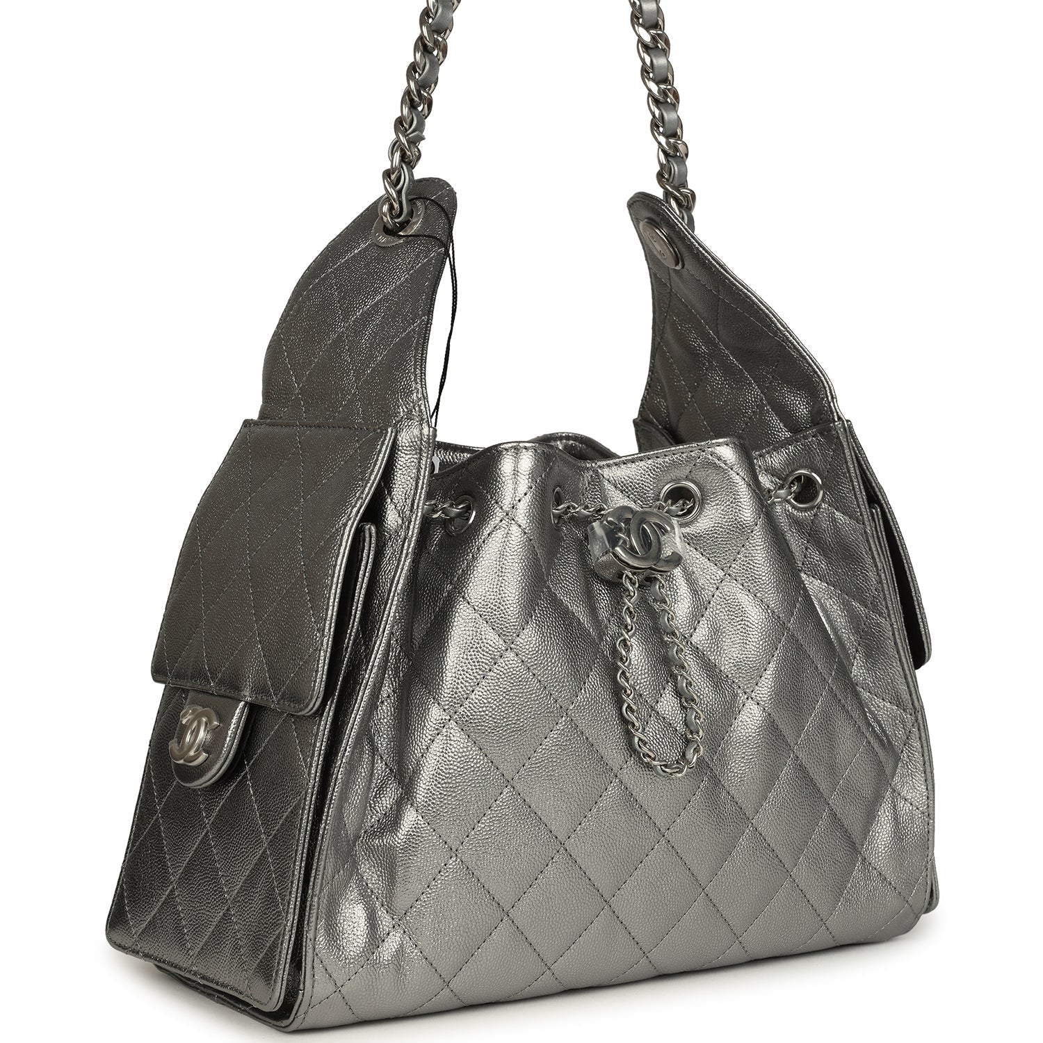 Small 25 Hobo Bag Metallic Anthracite Caviar Silver Hardware
