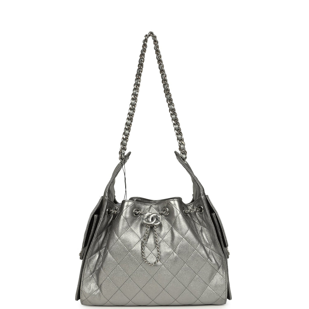 Small 25 Hobo Bag Metallic Anthracite Caviar Silver Hardware