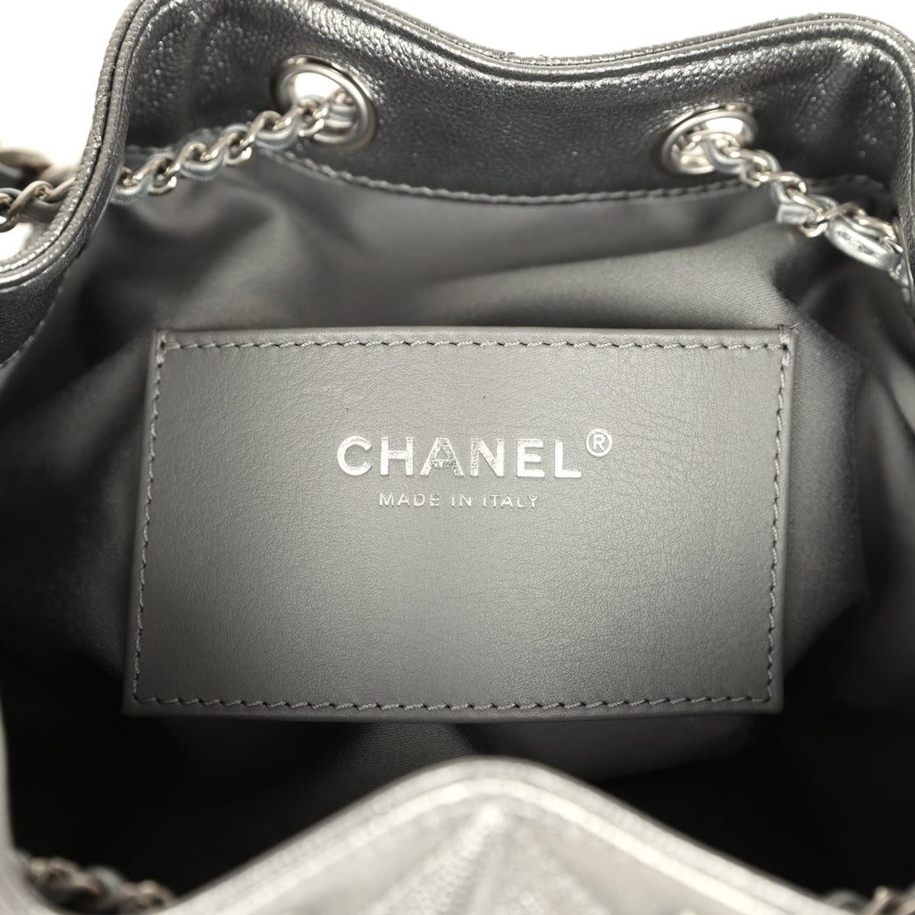 Small 25 Hobo Bag Metallic Anthracite Caviar Silver Hardware