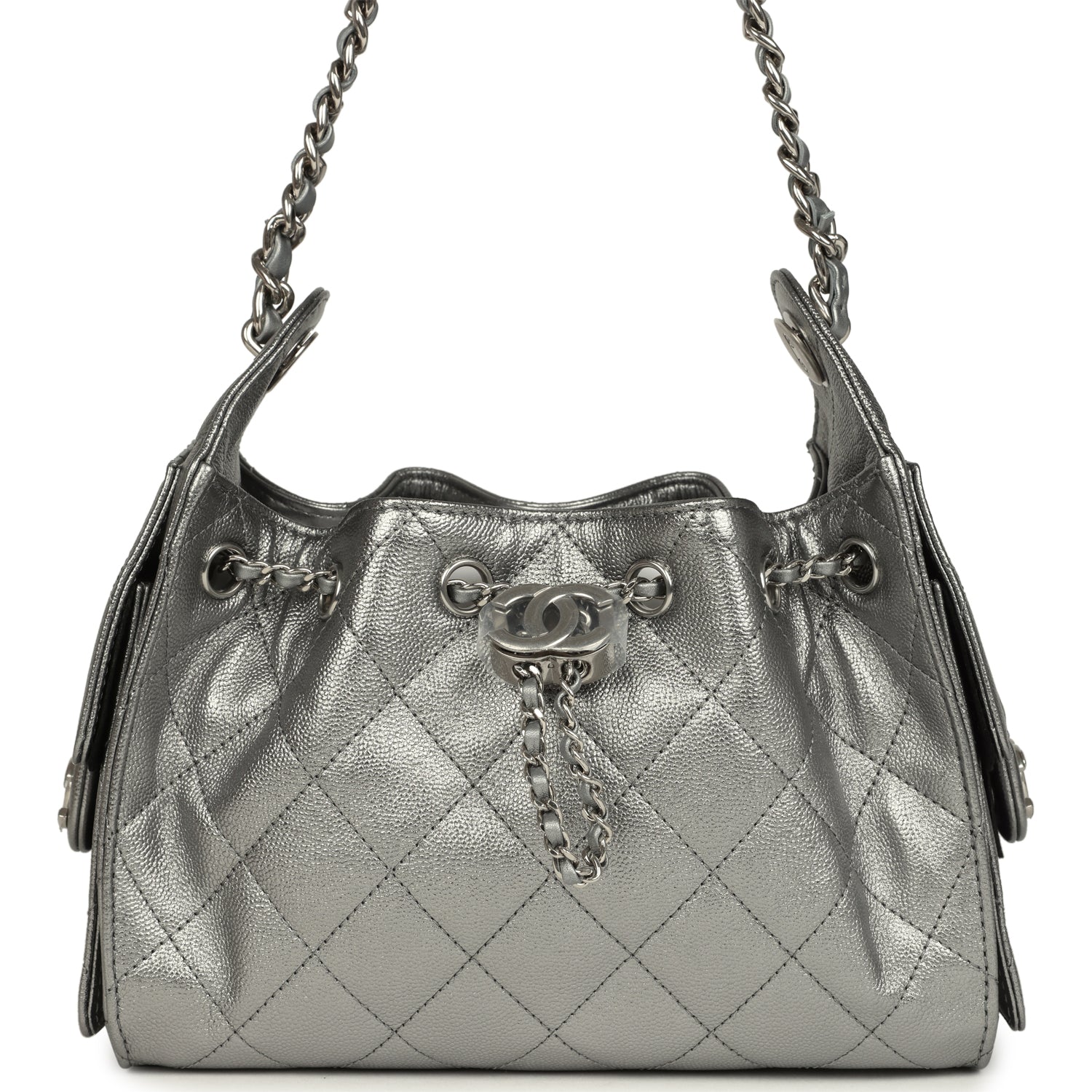 Mini 25 Hobo Bag Anthracite Metallic Caviar Silver Hardware