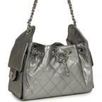 Mini 25 Hobo Bag Anthracite Metallic Caviar Silver Hardware
