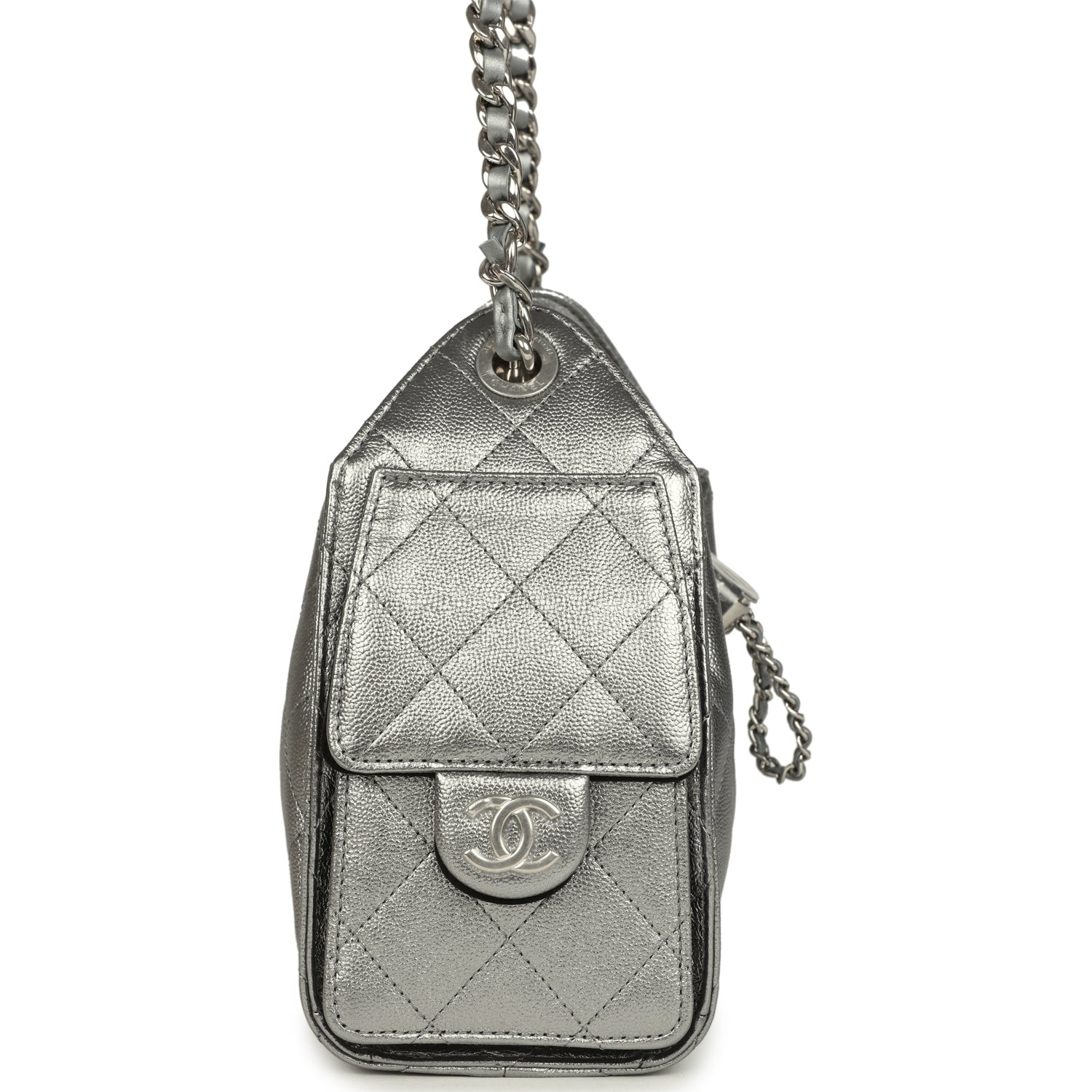 Mini 25 Hobo Bag Anthracite Metallic Caviar Silver Hardware