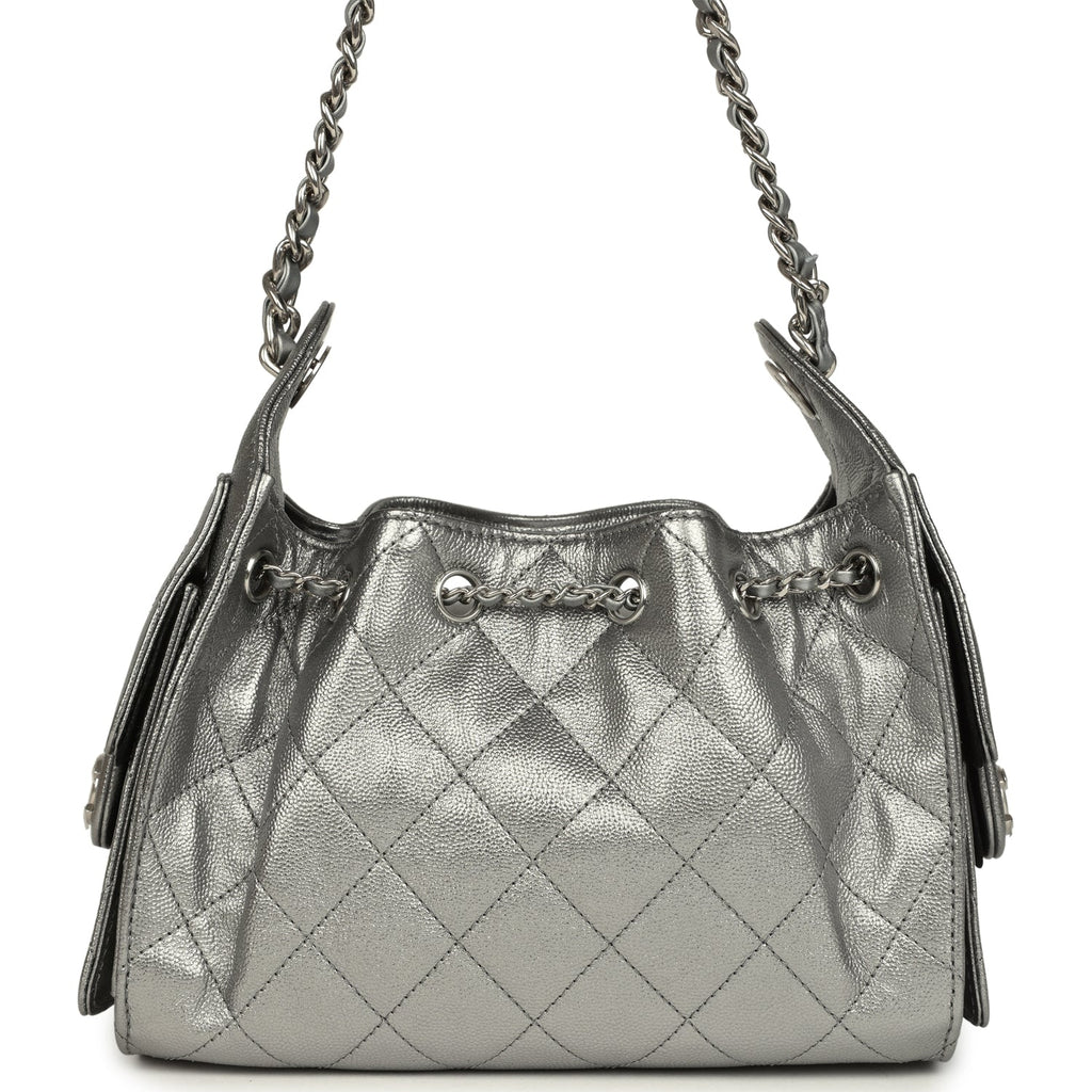 Mini 25 Hobo Bag Anthracite Metallic Caviar Silver Hardware