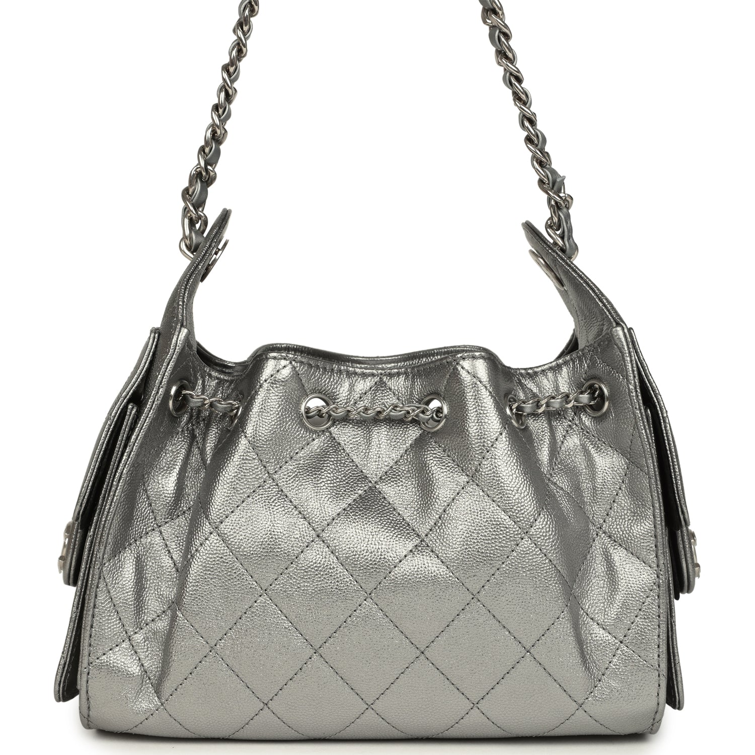 Mini 25 Hobo Bag Anthracite Metallic Caviar Silver Hardware