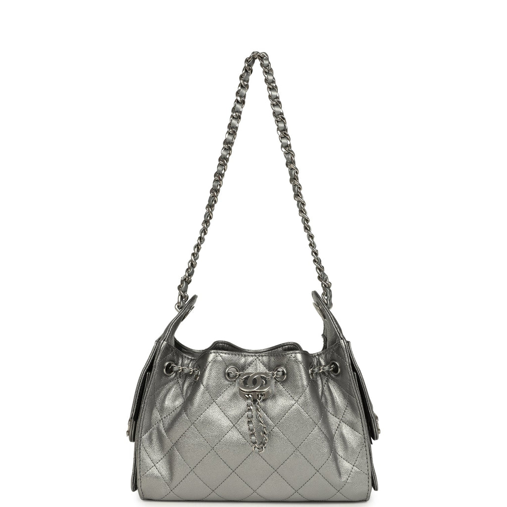 Mini 25 Hobo Bag Anthracite Metallic Caviar Silver Hardware