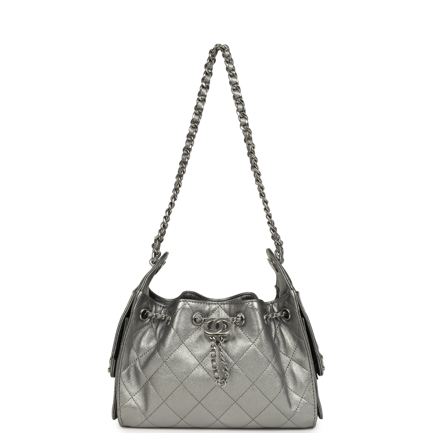 Mini 25 Hobo Bag Anthracite Metallic Caviar Silver Hardware