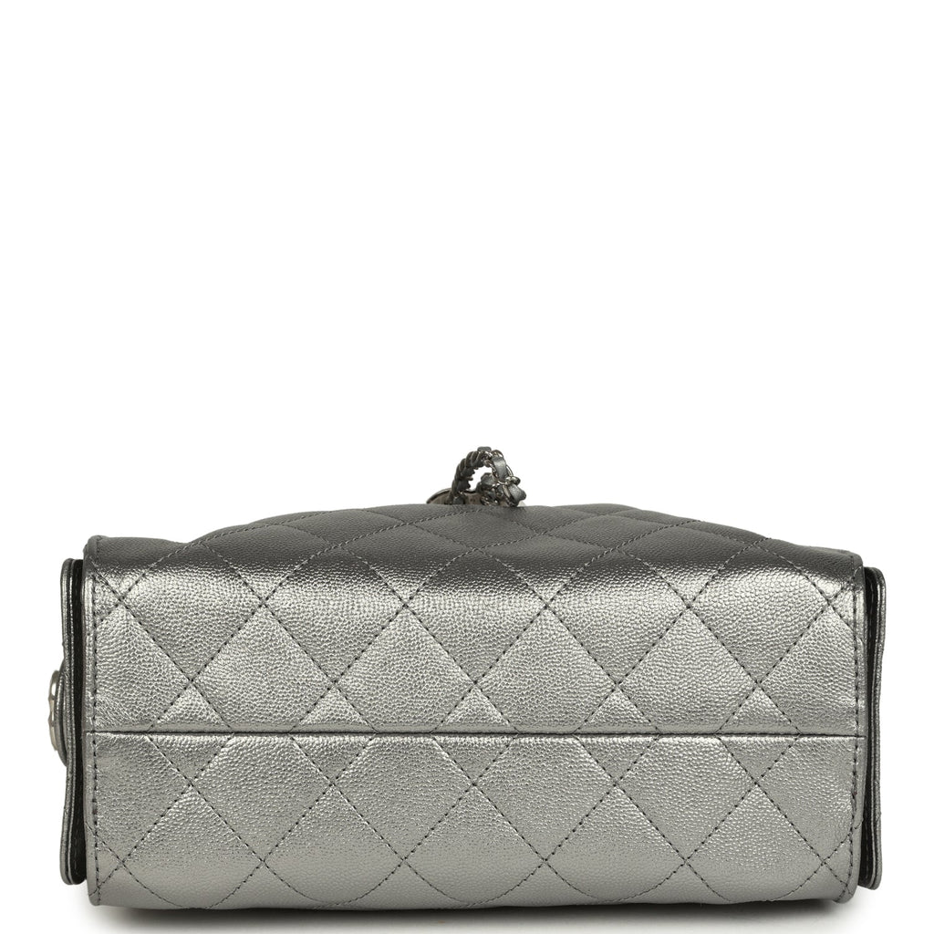 Mini 25 Hobo Bag Anthracite Metallic Caviar Silver Hardware