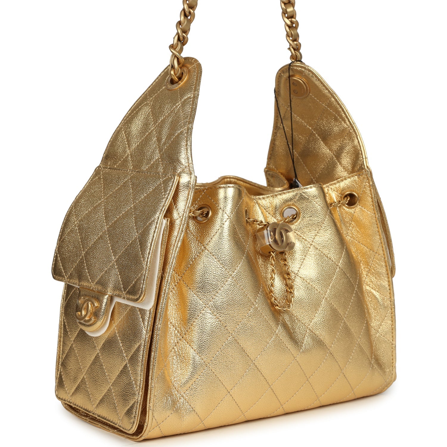 Small 25 Hobo Bag Metallic Gold Caviar Antique Gold Hardware