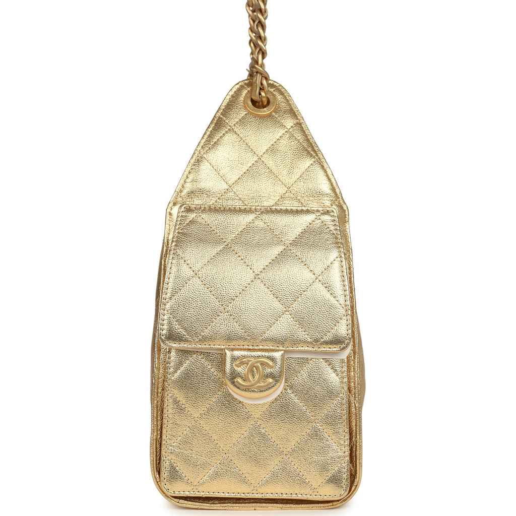 Small 25 Hobo Bag Metallic Gold Caviar Antique Gold Hardware