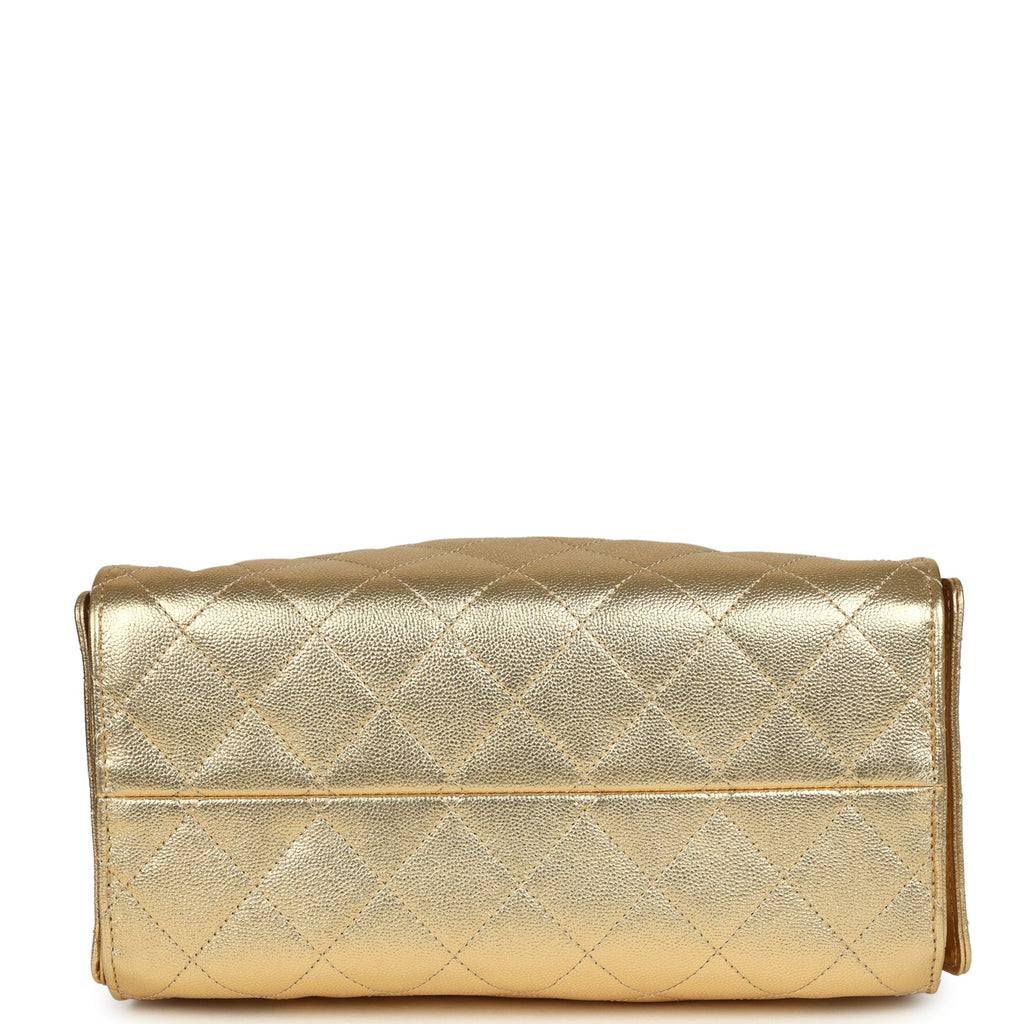 Small 25 Hobo Bag Metallic Gold Caviar Antique Gold Hardware