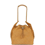 Medium 25 Hobo Bag Beige Suede Antique Gold Hardware