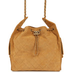 Medium 25 Hobo Bag Beige Suede Antique Gold Hardware