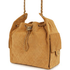 Medium 25 Hobo Bag Beige Suede Antique Gold Hardware