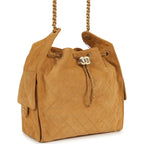 Medium 25 Hobo Bag Beige Suede Antique Gold Hardware