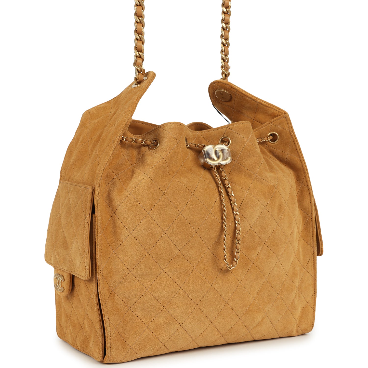 Medium 25 Hobo Bag Beige Suede Antique Gold Hardware