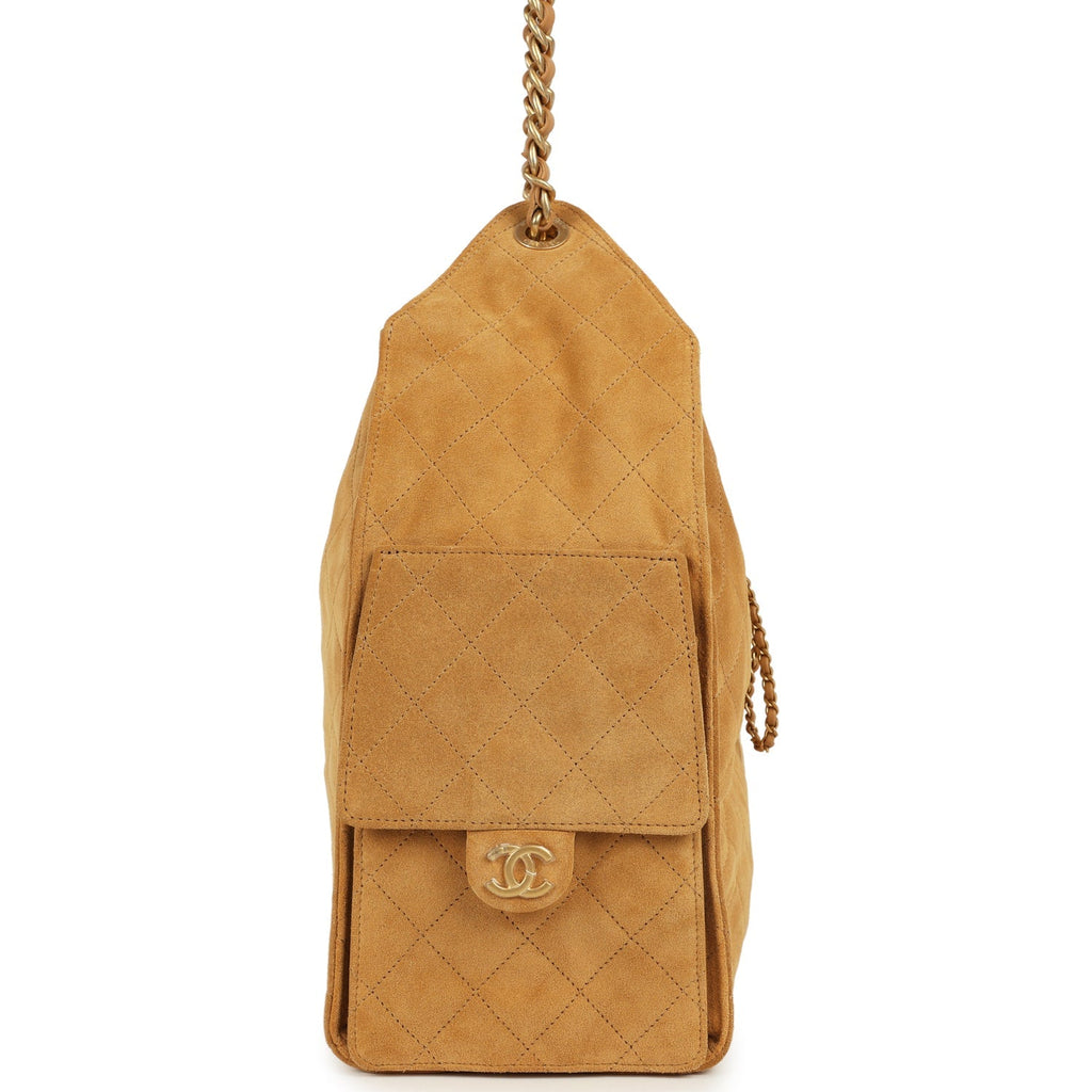 Medium 25 Hobo Bag Beige Suede Antique Gold Hardware