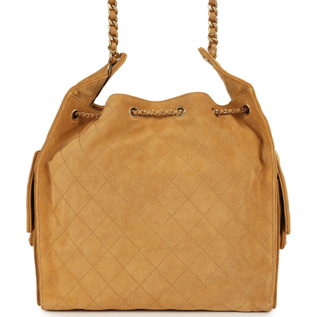Medium 25 Hobo Bag Beige Suede Antique Gold Hardware