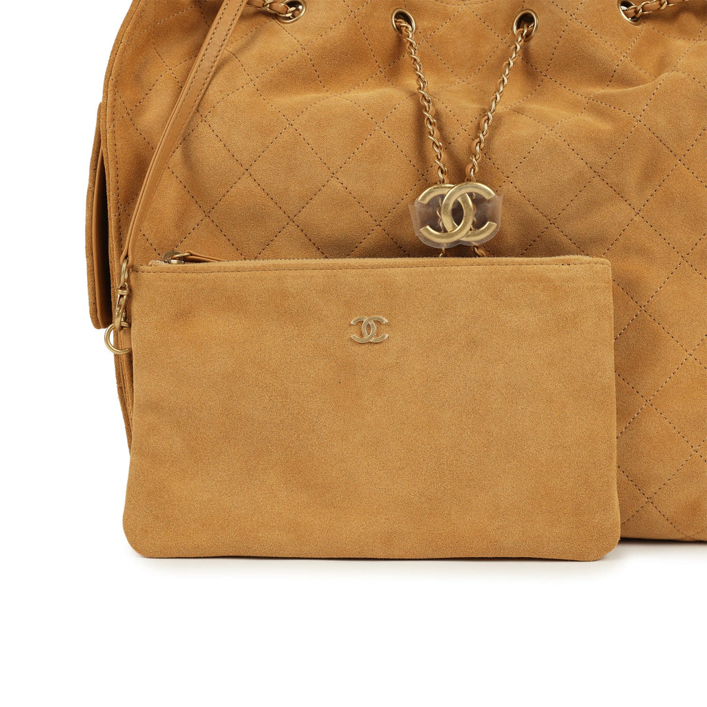 Medium 25 Hobo Bag Beige Suede Antique Gold Hardware