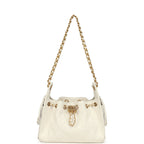Mini 25 Hobo Bag White Caviar Antique Gold Hardware