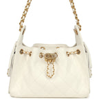 Mini 25 Hobo Bag White Caviar Antique Gold Hardware