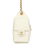 Mini 25 Hobo Bag White Caviar Antique Gold Hardware