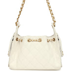 Mini 25 Hobo Bag White Caviar Antique Gold Hardware