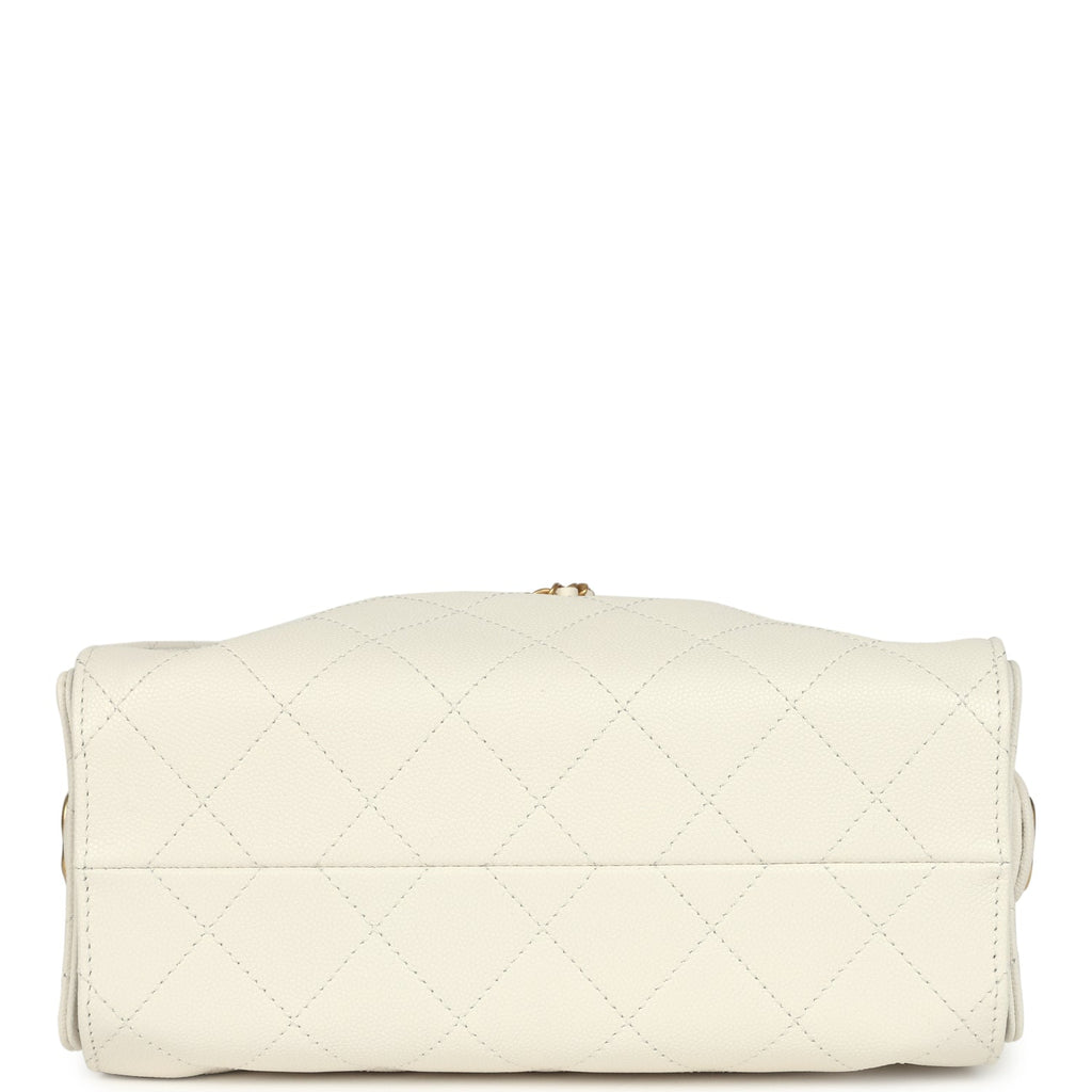 Mini 25 Hobo Bag White Caviar Antique Gold Hardware