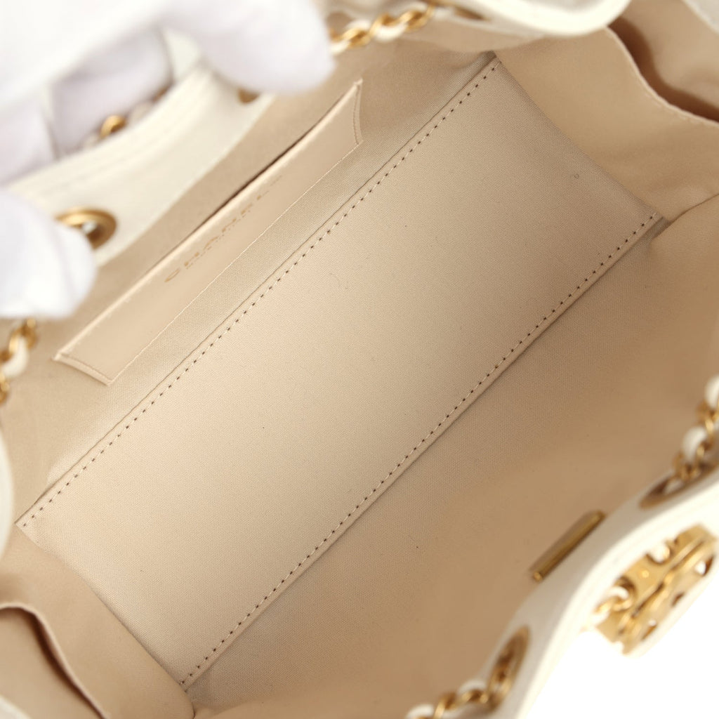 Mini 25 Hobo Bag White Caviar Antique Gold Hardware