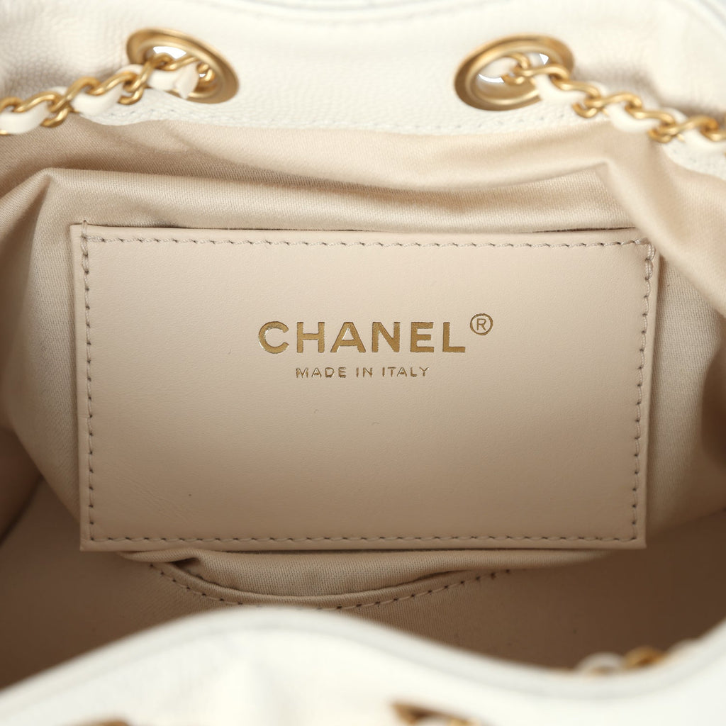Mini 25 Hobo Bag White Caviar Antique Gold Hardware