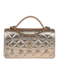 Top Handle Wallet On Chain WOC Metallic Copper Shiny Caviar Light Gold Hardware