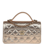 Top Handle Wallet On Chain WOC Metallic Copper Shiny Caviar Light Gold Hardware
