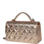 Top Handle Wallet On Chain WOC Metallic Copper Shiny Caviar Light Gold Hardware