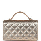 Top Handle Wallet On Chain WOC Metallic Copper Shiny Caviar Light Gold Hardware
