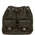 Mini Duma Drawstring Backpack Khaki Lambskin Light Gold Hardware