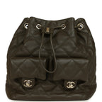 Mini Duma Drawstring Backpack Khaki Lambskin Light Gold Hardware