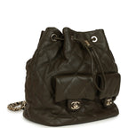 Mini Duma Drawstring Backpack Khaki Lambskin Light Gold Hardware