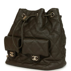 Mini Duma Drawstring Backpack Khaki Lambskin Light Gold Hardware