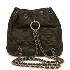 Mini Duma Drawstring Backpack Khaki Lambskin Light Gold Hardware