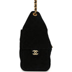 Small 25 Hobo Bag Black Suede Antique Gold Hardware