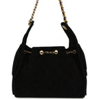 Small 25 Hobo Bag Black Suede Antique Gold Hardware