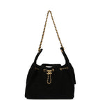 Small 25 Hobo Bag Black Suede Antique Gold Hardware
