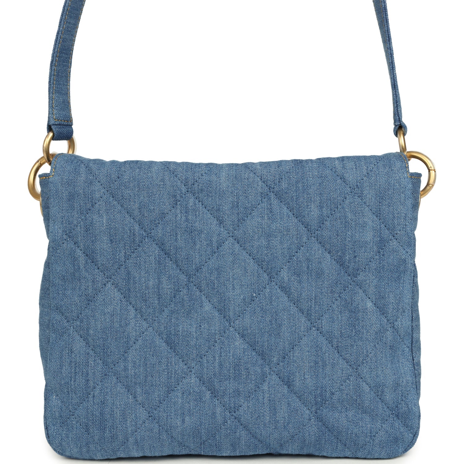 Small Supple Twins Hobo Bag Light Blue Denim Brushed Gold Hardware