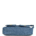 Small Supple Twins Hobo Bag Light Blue Denim Brushed Gold Hardware