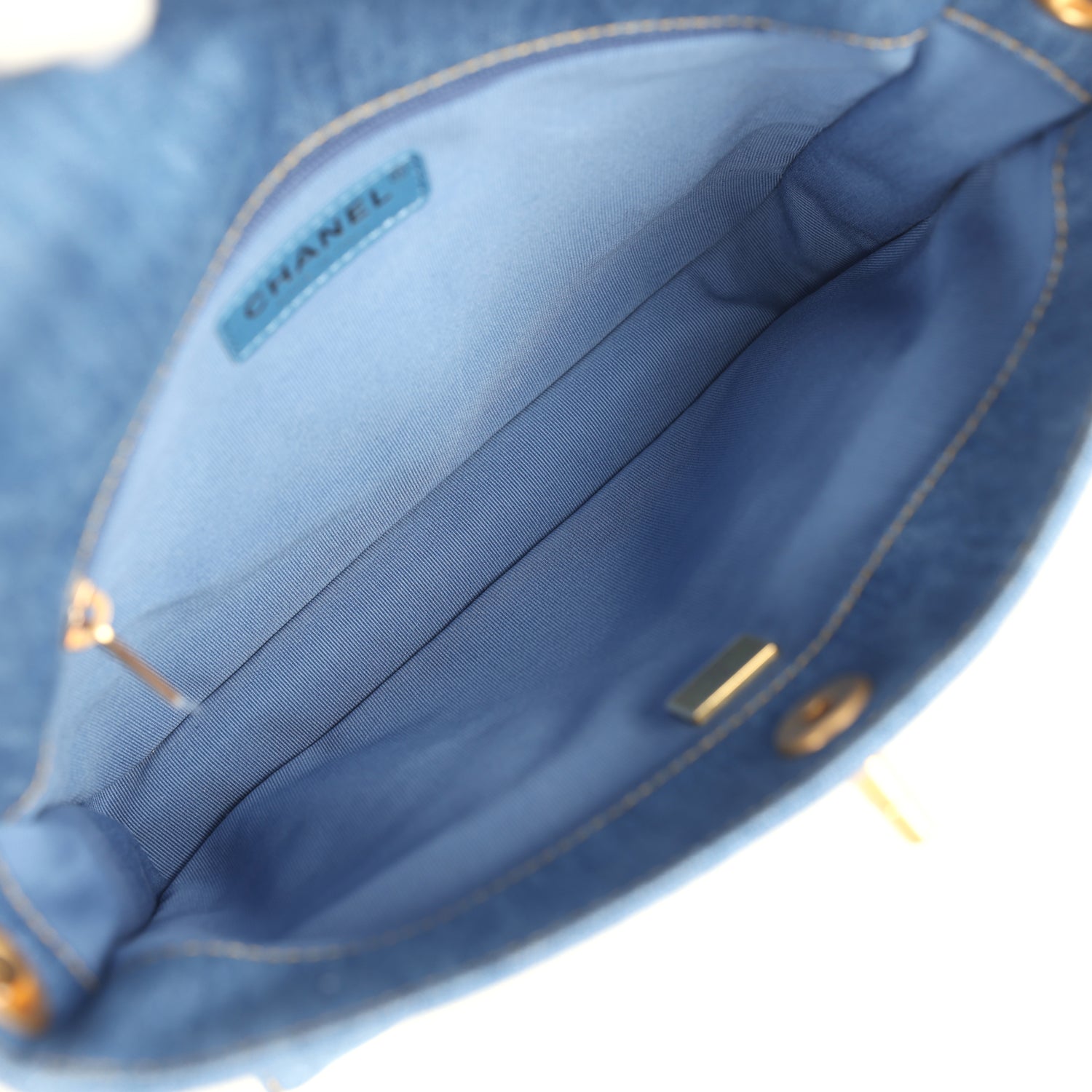 Small Supple Twins Hobo Bag Light Blue Denim Brushed Gold Hardware