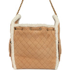 Medium 25 Hobo Bag Beige Suede and White Shearling Antique Gold Hardware