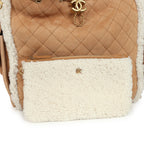 Medium 25 Hobo Bag Beige Suede and White Shearling Antique Gold Hardware