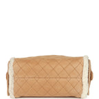 Medium 25 Hobo Bag Beige Suede and White Shearling Antique Gold Hardware
